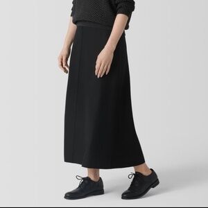 NWT Eileen Fisher Wool Jersey Skirt Sz L Black A-Line F/L